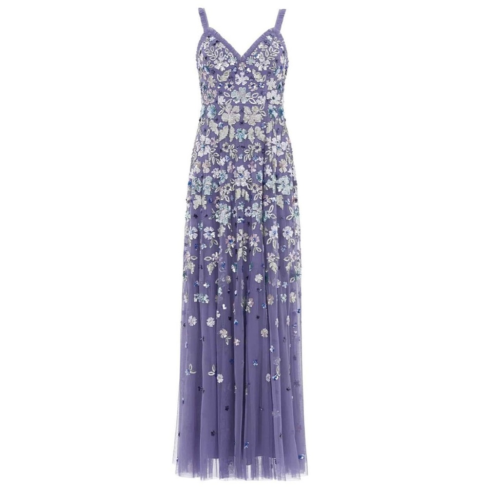 NEEDLE & THREAD - XS long periwinkle gown